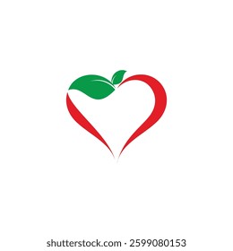 heart love apple leaf simple colorful logo vector 