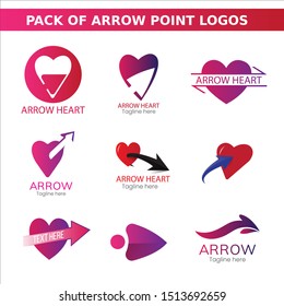 Heart Love Arrow Cursor Logo Icon Sign Symbol Vector Template - EPS 10 Valentine day logotype. Abstract line  design 