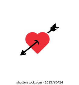 heart love with arrow icon vector illustration for sticker and tattoo