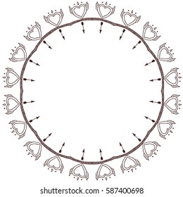 Heart Love Arrow Mandala Frame Circle isolated on white