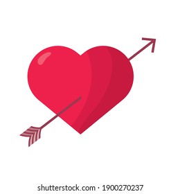 heart love with arrow valentines day icon vector illustration design