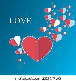 Heart Love Art Blue and Red 