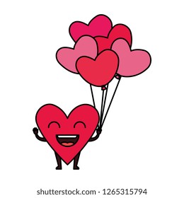 heart love with balloons air kawaii character