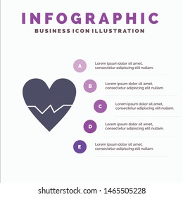Heart, Love, Beat, Skin Solid Icon Infographics 5 Steps Presentation Background. Vector Icon Template background