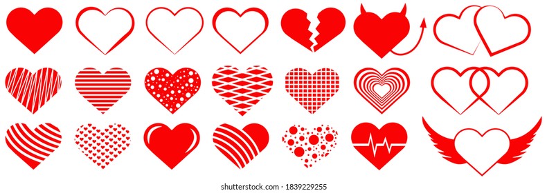 Heart and love, big vector set of hearts. The 14th of February. Vector illustration EPS 10