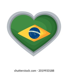 heart love with brazil flag icon