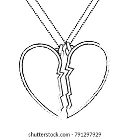 Heart Love Broken Necklace