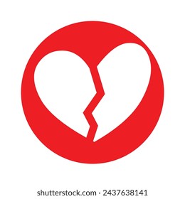 Heart love broken heart vector illustration with white background.