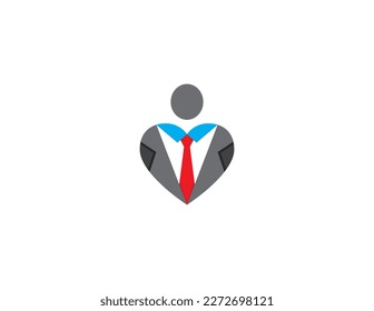 Heart Love Businessman Logo Concept icon sign symbol Element Design. People, Human, Boss, Marketing, Business, Suit, Tie, Finance, Corporate Logotype. Vector illustration template