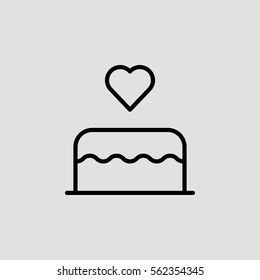 Heart Love Cake Outline Vector icon