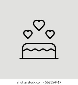Heart Love Cake Outline Vector icon
