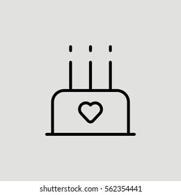Heart Love Cake Outline Vector icon
