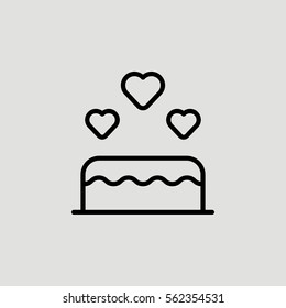 Heart Love Cake Outline Vector icon