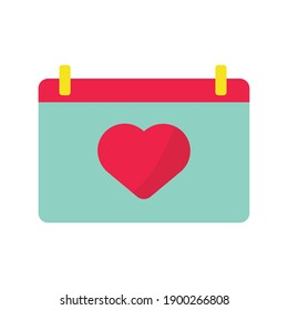 heart love in calendar valentines day icon vector illustration design