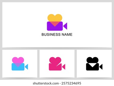 Heart Love Camera Film Transparent Overlay Logo Design
