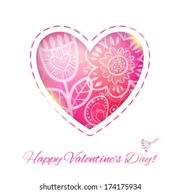 Heart Love card with Flower. Vector illustration, can be used as creating card, wedding invitation, birthday, valentine's day and other holiday and summer or spring background.