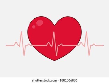 Heart of love and cardiagram. Valentin's day. Heart symbol of love.