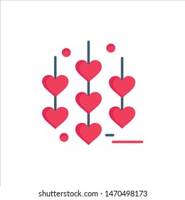 Heart, Love, Chain  Flat Color Icon. Vector icon banner Template. Vector Icon Template background