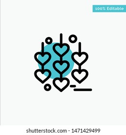 Heart, Love, Chain turquoise highlight circle point Vector icon. Vector Icon Template background