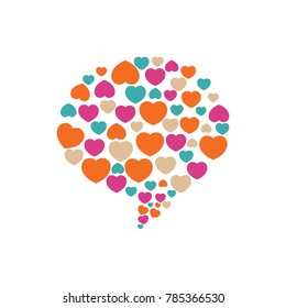Heart, love, chat, bubble talk, dating.bubble with hearts for valentines day. Vector logo icon illustration.