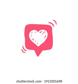 Heart Love Chat Talk Bubble Doodle Hand Drawn Sketch Style Social Media Icon Illustration Vector