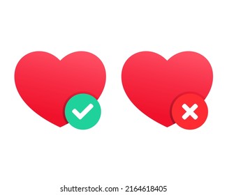 Heart Love Check Mark Icon. Vector Illustration