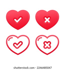 Heart love check mark. Vector illustration