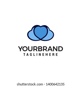 heart Love cloud logo design concept template vector