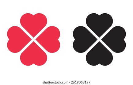 Heart love clover luck valentine's day. Artistic heart love symbols isolated vector eps file.