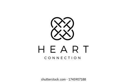 Heart Love Connection with Initial Letter H Logo Design Inspiration