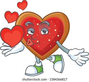 With heart love cookies cartoon character mascot style