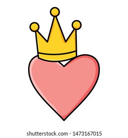 heart love with crown pop art style