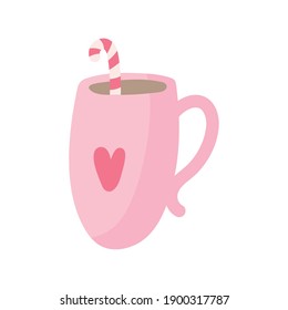 heart love in cup valentines day icon vector illustration design