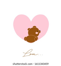 Heart love with cute bear 