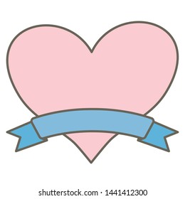 heart love decorative with ribbon frame
