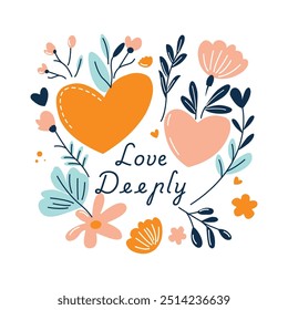 Heart Love Deeply in Romantic Flower Floral Decoration
