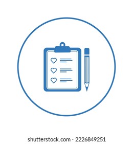 Heart love document pen icon | Circle version icon |