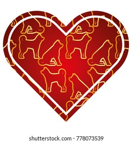 heart love dog zodiac calendar pattern