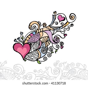 Heart of love / doodle vector illustration / layers are separated