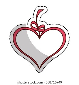 heart love drawing with ribbon icon vector illustration design