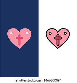 Heart, Love, Easter, Loves  Icons. Flat and Line Filled Icon Set Vector Blue Background. Vector Icon Template background