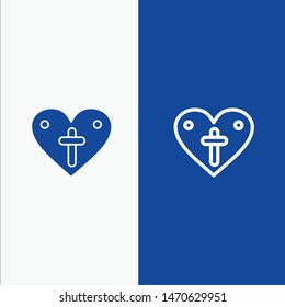 Heart, Love, Easter, Loves Line and Glyph Solid icon Blue banner Line and Glyph Solid icon Blue banner. Vector Icon Template background