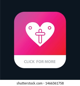 Heart, Love, Easter, Loves Mobile App Button. Android and IOS Glyph Version. Vector Icon Template background