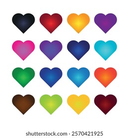 Heart Love Emoji Icon Object Symbol Gradient Vector Art Design Cartoon Isolated Background. Rainbow hearts