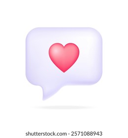 Heart and love emoji icon, Online social communication concept, Perfect for love themed design, 3d, applications, cute. Vector illustration.