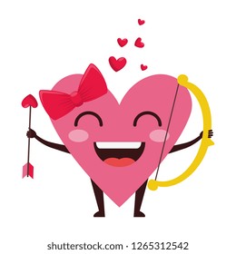 heart love female with arch and arrow kawaii character