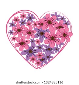 heart love with floral pattern valentines card