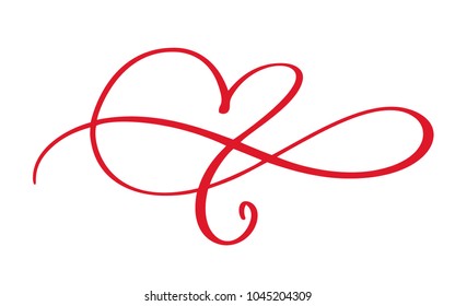 Heart love flourish sign forever. Infinity Romantic symbol linked, join, passion and wedding. Template for t shirt, card, poster. Design flat element of valentine day. Vector illustration