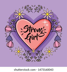 heart love with flower decoration pop art style