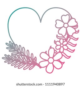heart love with flowers